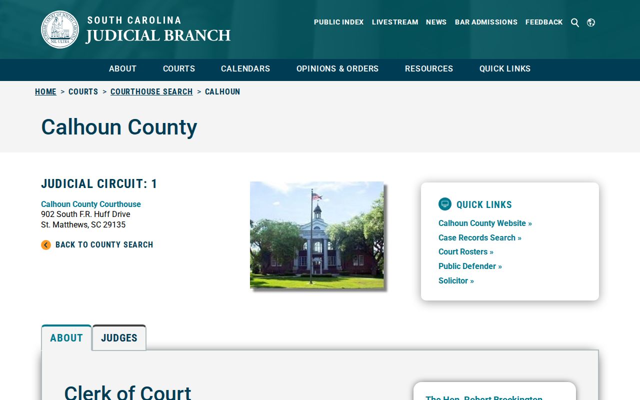 Calhoun County warrant records research: official courthouse and Clerk directory