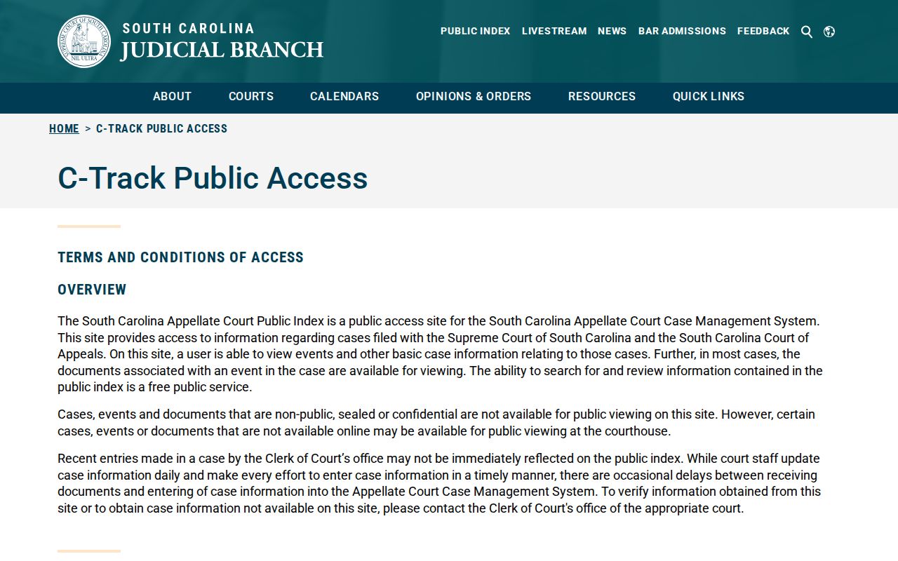 Calhoun County warrant records research: South Carolina court public-access limitations